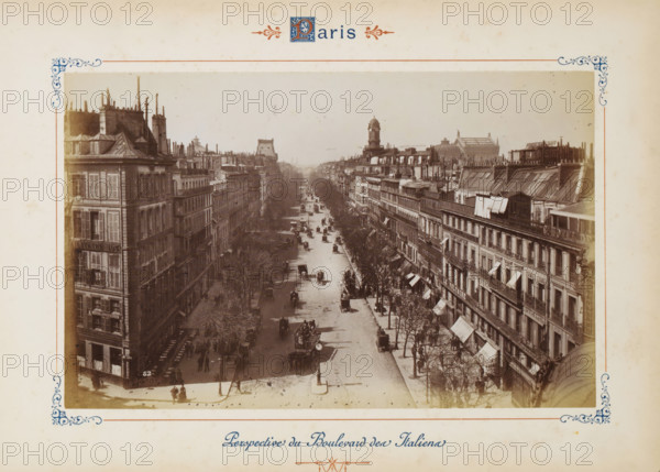 View of the Boulevard des Italiens in Paris, Perspective du Boulevard des Italiens, photograph,