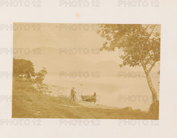 View of Ennerdale Water in the Lake District with a rowboat at the shore, Ennerdale Lake,