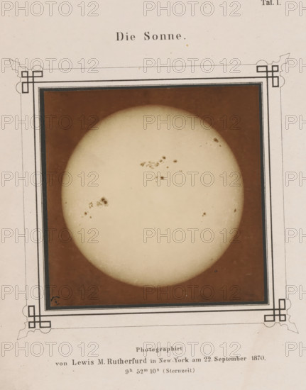 View of the sun, Die Sonne, photograph, page, number: 'Taf. I.', inscription: 'Photographirt von