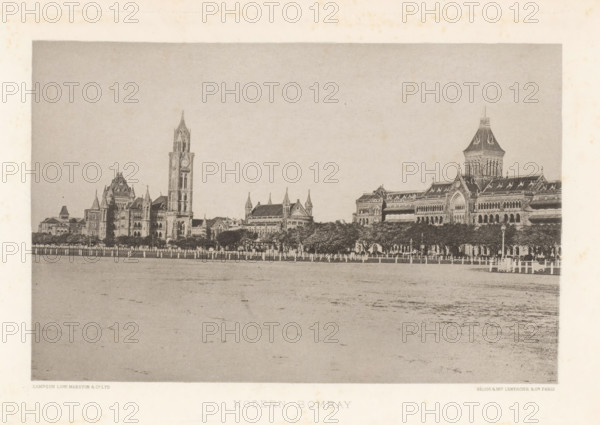 View of buildings in Mumbai, Maharashtra, India, page, photomechanical print, title: 'MODERN