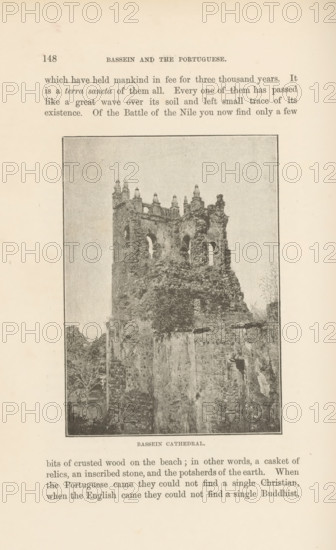 Bassein cathedral, page, photomechanical print, Pathein, cliché maker: Lemercier & Cie., Paris, c.