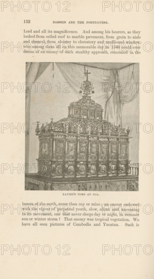 Xavier's tomb at Goa, page, photomechanical print, Basílica do Bom Jesus, cliché maker: Lemercier &