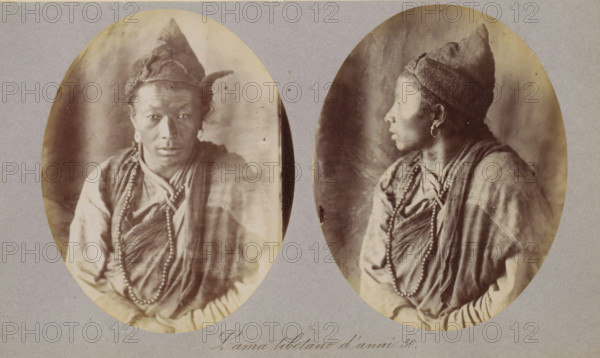 Two portraits of a Tibetan lama, Lama tibetano d'anni 30, photograph, page, photographer: Paolo