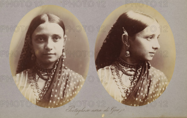 Portoghese nera di Goa, Two portraits of an unknown woman from Goa, photograph, page, photographer: