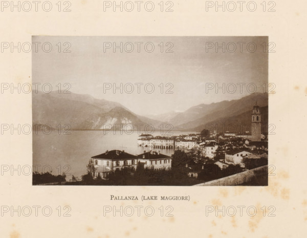 View of Pallanza on Lake Maggiore in Italy, Pallanza (Lake Maggiore), page, photomechanical print,