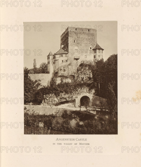 View of Schloss Angenstein, Angenstein Castle in the Valley of Moutier, page, photomechanical