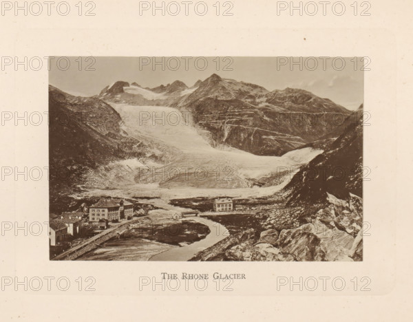 The Rhone Glacier, View of the Rhône Glacier in Switzerland, page, photomechanical print,