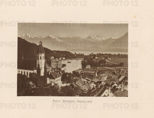 Thun (Bernese Oberland), View of Thun in Switzerland, page, photomechanical print, Switzerland, c.