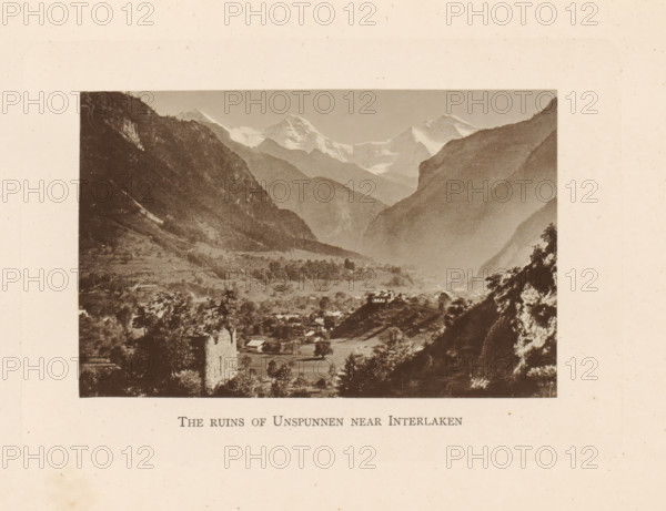 The ruins of Unspunnen near Interlaken, View of the ruins of Burg Unspunnen near Interlaken, page,