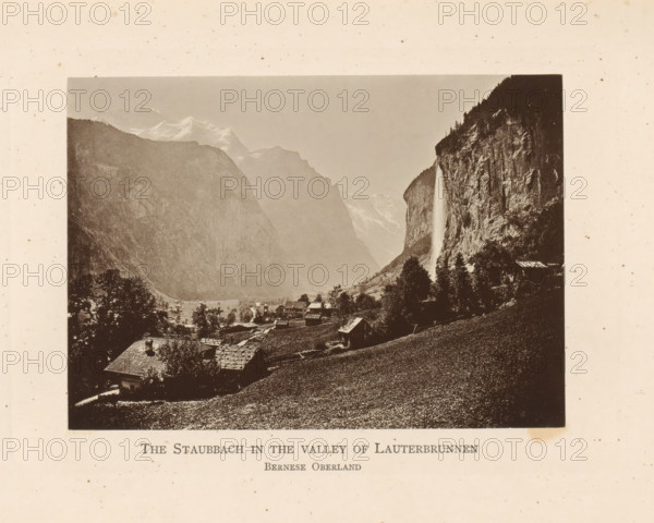 View of the Lauterbrunnen Valley with the Staubbach Waterfall, The Staubbach in the Valley of