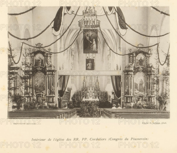 Interior of the L'Eglise des Cordeliers in Fribourg, Intérieur de l'église des RR. PP. Cordeliers