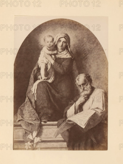 Photo reproduction of a painting, depicting the Holy Family, photograph, reproduction, page,