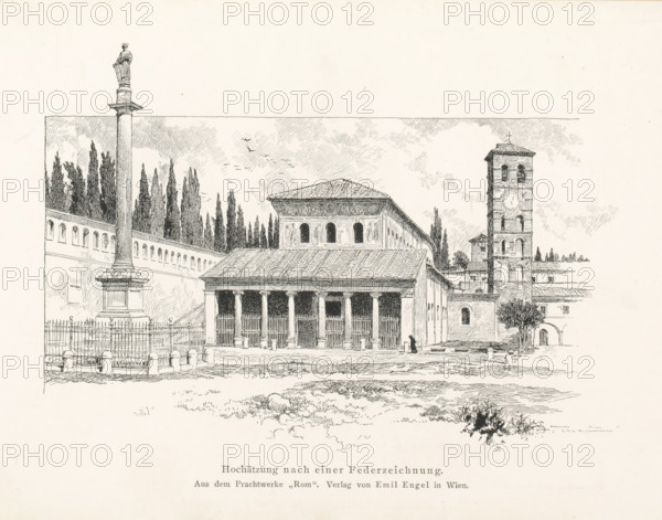 Antique gate, possibly in Rome, page, photomechanical print, inscription: 'Autotypie-Doppeldruck