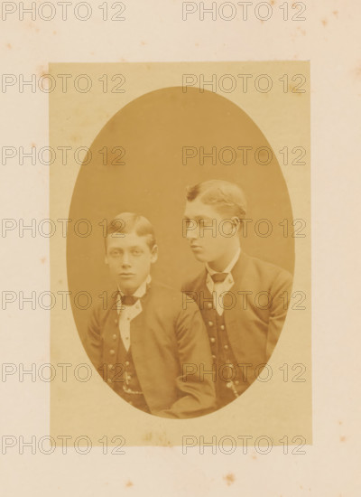 Portrait of Prince George of Wales and Prince Albert Victor of Wales, photograph, page, 1881,