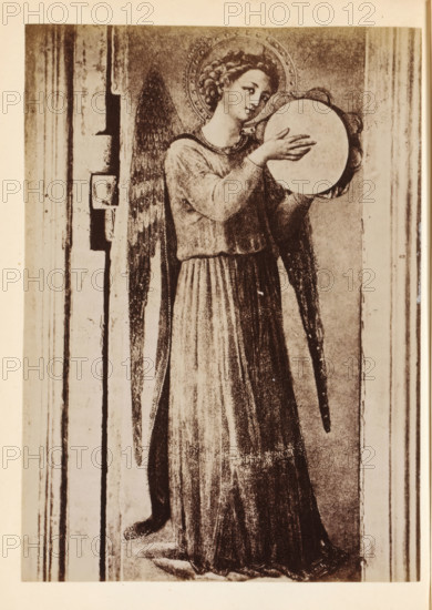 Photo reproduction of a detail of the Tabernacolo dei Linaioli by Fra Angelico, depicting an angel