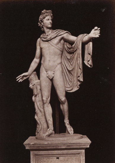 Apollo Belvedere in the Vatican Museums, photograph, page, Vatican Museums, c. 1850 - in or before