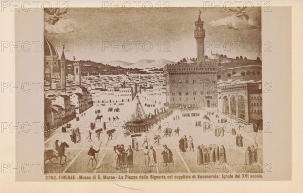 Firenze - Museo di S. Marco - La Piazza della Signoria col supplizio di Savonarola - Ignoto del XVI