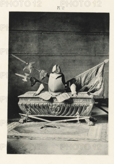 Sarcophagus with armor and weapons, page, photomechanical print, number: 'Pl 42', Barcelona (city),
