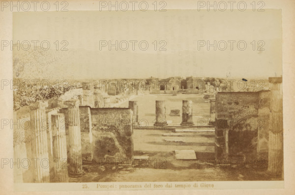 View of the Foro Civile at Pompeii, Pompeii: panorama of the foro dal tempio di Giove, photograph,