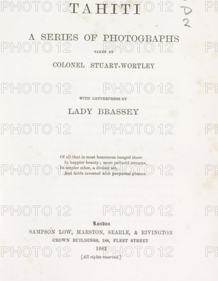 Tahiti. A Series of Photographs taken by Colonel Stuart-Wortley, book, inscription: 'To William