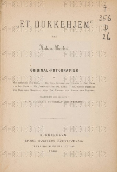 Et dukkehjem' paa Nationaltheatret, book, publisher: Ernst Bojesens Kunstforlag, Copenhagen (city),