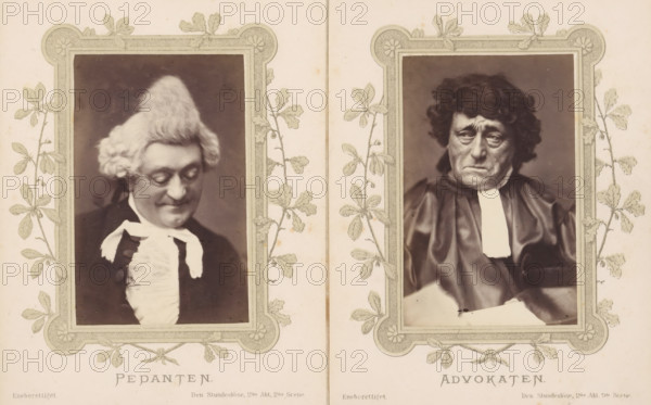 Pedants, Portrait of Joachim Ludvig Phister as a scholar from Den Stundesløse, photograph, page,
