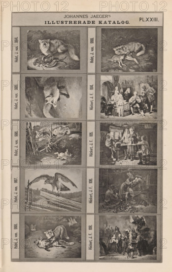 Photo reproduction of ten paintings of animals and historical scenes, Johannes Jaeger's