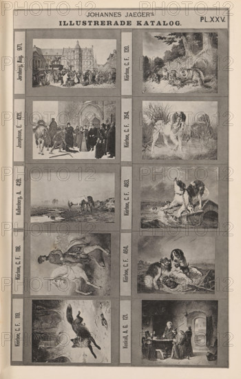 Photo reproduction of ten paintings of animals and historical scenes, Johannes Jaeger's
