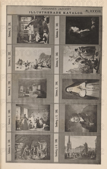 Photo reproduction of ten paintings, Johannes Jaeger's Illustrerade Catalog, reproduction, page,