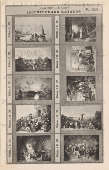 Photo reproduction of ten paintings, Johannes Jaeger's Illustrerade Catalog, reproduction, page,