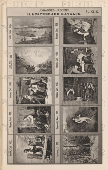 Photo reproduction of ten paintings, Johannes Jaeger's Illustrerade Catalog, reproduction, page,