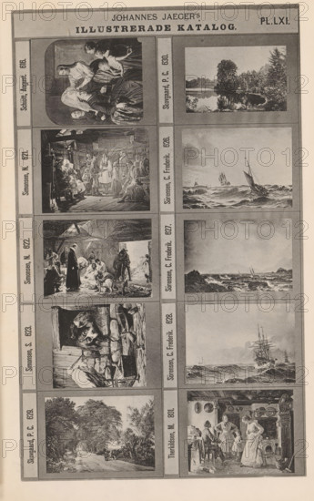 Photo reproduction of ten paintings, Johannes Jaeger's Illustrerade Catalog, reproduction, page,