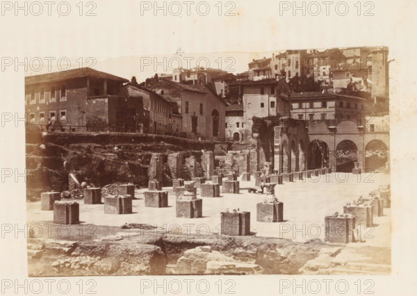 View of the ruins of the Basilica Julia on the Roman Forum in Rome, photograph, page, Roman Forum,