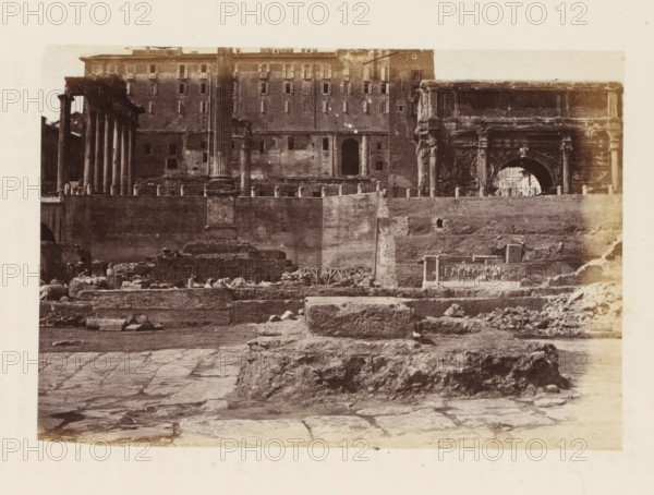 Archaeological remains at the Roman Forum in Rome, photograph, page, Roman Forum, c. 1863 - in or