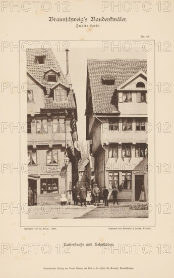 Kaiserstraße und Rehnstoben, View of the Kaiserstraße and the Rehnstoben in Braunschweig,
