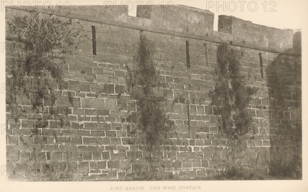 Fort Marion, the west curtain, page, photomechanical print, photographer: WA Cox, Saint Augustine,