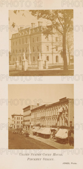United States Court House. Pinckney Street, View of a Courthouse and Pinckney Street in Madison,