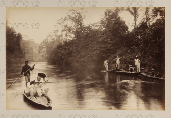 Crocodile hunting party, album page, photograph, This photo is part of an album., number: '56',