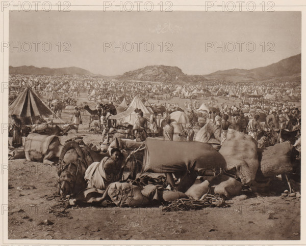 Der Berg Arafah während der jährlichen Pilgerversammlung (von Süden aus gesehen), Pilgrim camp on