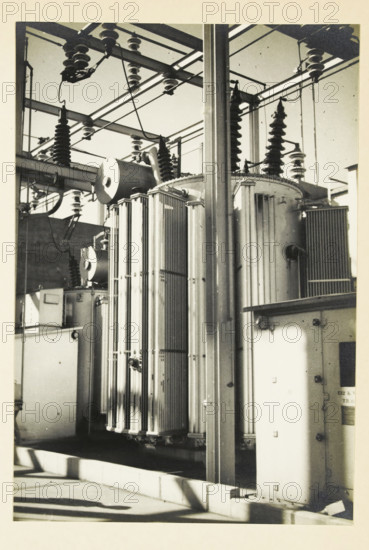 Transformer at an Electric Power Station, United States, photograph, title: '132 kV TRAFO.',