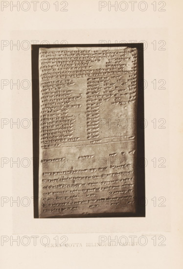 Terra cotta bilingual tablet, Clay tablet with bilingual inscription, page, photomechanical print,