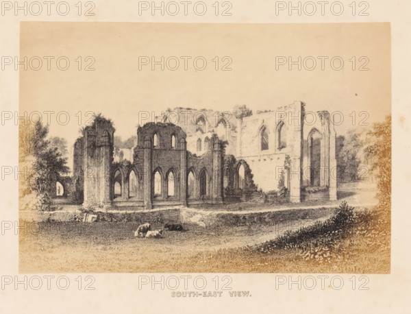 South-east view, photograph, reproduction, page, after drawing by anonymous, c. 1859 - in or before