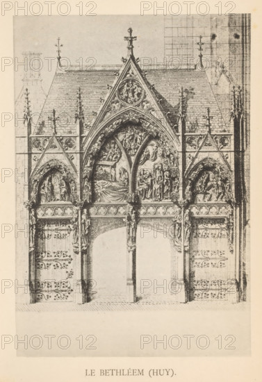 Huy. - Le Bethléem (Huy), Reproduction of a print of the Bethlehem portal of the Collegiate Church