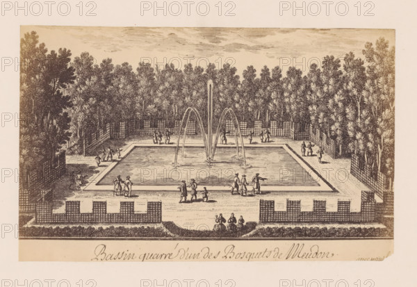 Photo reproduction of a design for a square pond in the garden of the Château de Meudon,
