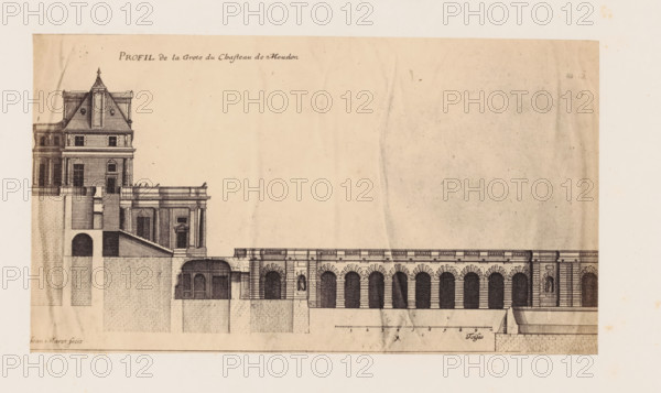 Photo reproduction of a design for the grotto of the Château de Meudon by Jean Marot, photograph,