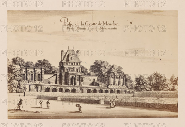 Photo reproduction of a design for the grotto at the Château de Meudon, photograph, reproduction,
