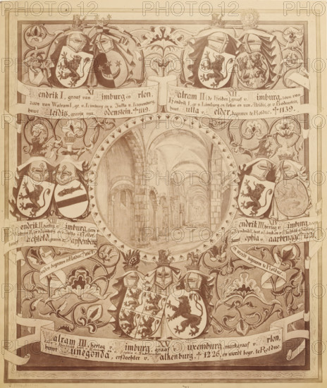 Photo reproduction of a drawing of a family tree, from Henry I, Count of Limburg, to Walram III,