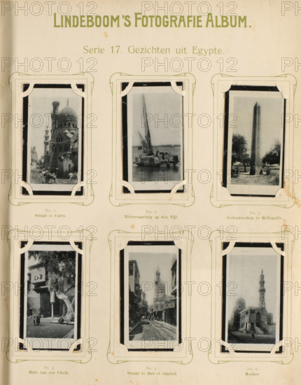 Six reproductions of photographed faces from Egypt, Faces from Egypt, album page, reproduction,