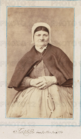 Portrait of a patient in a lunatic asylum, possibly Salpêtrière, photograph, : 'intellectual