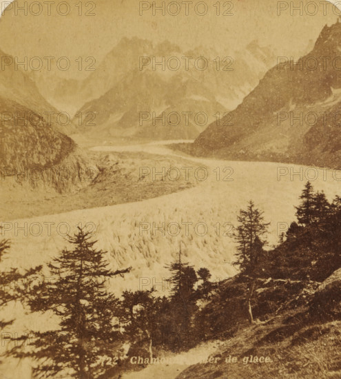 View of the Mer de Glace near Mont Blanc in Chamonix, Chamounix. Mer de glace., Views and